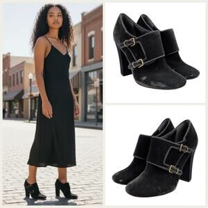 Tory Burch Carley Velvet Monk Strap Booties $395 Size 7.5M   S3984